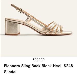 Sling back low gold heel